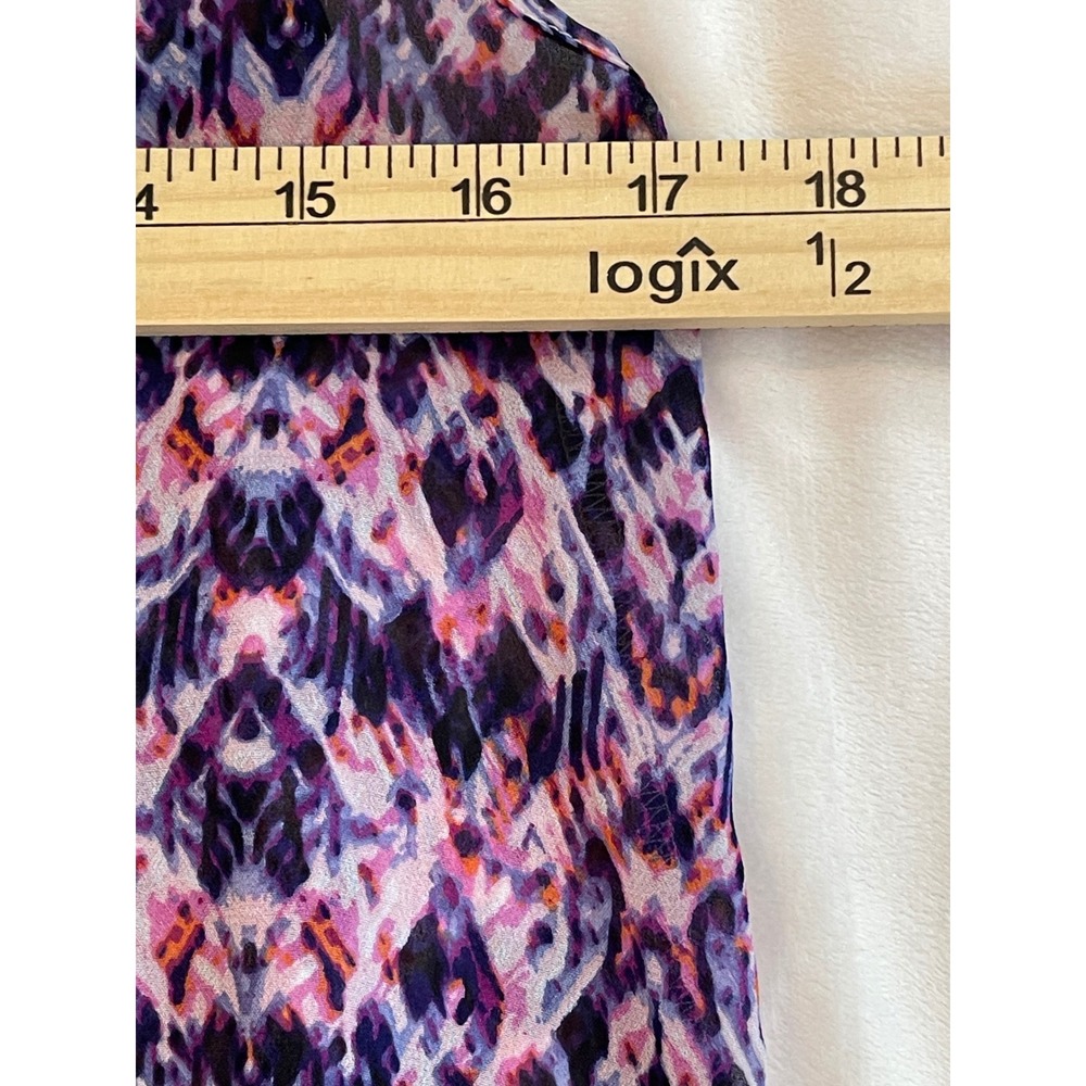ana A New Approach Purple Pink Ikat Sleeveless V-Neck Blouse Small - Picture 5 of 8